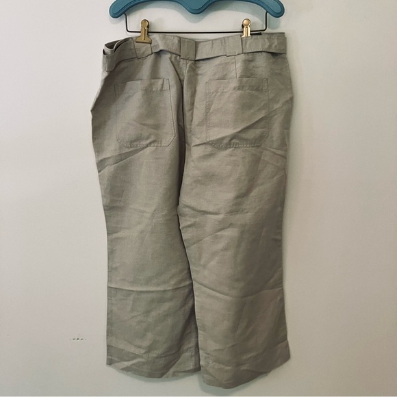 NWT Women’s Cotton/Linen Capri Crop Wide Leg Pants Sz.18 Khaki Eddie Bauer Beach - Picture 5 of 5